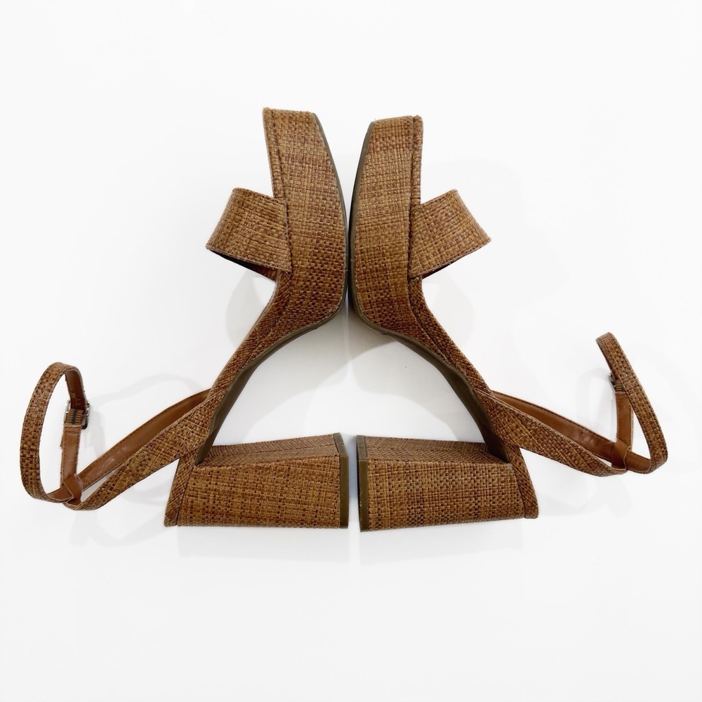 Marc Fisher Heels Womens 9.5 Brown Ankle Strap Platform Sandals Chunky Heel Boho - Picture 3 of 7